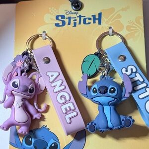 Disney Stitch and Angel Keychain Set - Purple and Blue